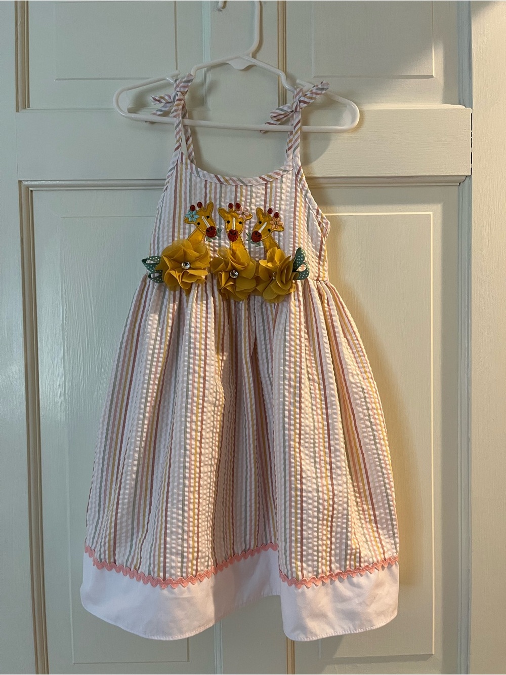 Good Lad Striped Sundress with Adorable Giraffe and Floral Accents